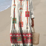 Women's Vintage Ethnic Pattern Art Print Cotton Dress