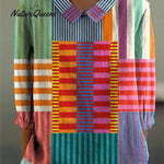 Women's Vintage Geometric Pattern Art Print Cotton Dress