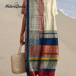 Women's Vintage Geometric Line Art Print Cotton Dress