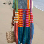 Women's Vintage Geometric Pattern Art Print Cotton Dress