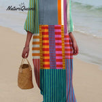 Women's Vintage Geometric Pattern Art Print Cotton Dress