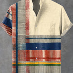 Men's Abstract Geometric Pattern Art Print Casual 100% Cotton Shirt