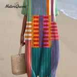 Women's Vintage Geometric Pattern Art Print Cotton Dress
