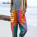 Women's Vintage Geometric Pattern Art Print Cotton Dress