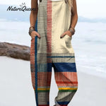 Women's Vintage Geometric Line Art Print Cotton Dress
