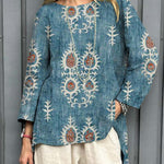 Women's Vintage Ethnic Pattern Art Print Casual Cotton Linen Shirt