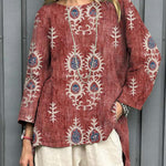 Women's Vintage Ethnic Pattern Art Print Casual Cotton Linen Shirt