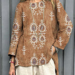 Women's Vintage Ethnic Pattern Art Print Casual Cotton Linen Shirt
