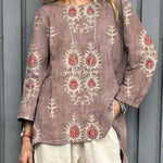 Women's Vintage Ethnic Pattern Art Print Casual Cotton Linen Shirt