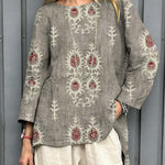 Women's Vintage Ethnic Pattern Art Print Casual Cotton Linen Shirt