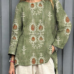 Women's Vintage Ethnic Pattern Art Print Casual Cotton Linen Shirt