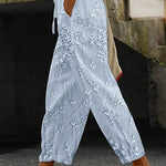 Women's Vintage Floral Art Printed 100%Cotton Casual Pants