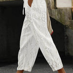 Women's Vintage Floral Art Printed 100%Cotton Casual Pants