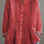 Women's Solid Color Art Casual Cotton And Linen Ruffle Shirt