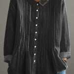 Women's Solid Color Art Casual Cotton And Linen Ruffle Shirt