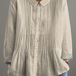 Women's Solid Color Art Casual Cotton And Linen Ruffle Shirt