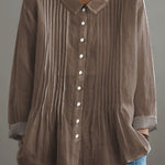 Women's Solid Color Art Casual Cotton And Linen Ruffle Shirt