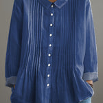 Women's Solid Color Art Casual Cotton And Linen Ruffle Shirt