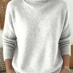 Women's Solid Color Casual Knit Turtleneck Pullover Sweater
