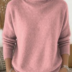 Women's Solid Color Casual Knit Turtleneck Pullover Sweater