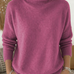 Women's Solid Color Casual Knit Turtleneck Pullover Sweater