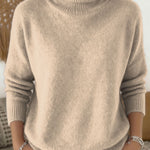 Women's Solid Color Casual Knit Turtleneck Pullover Sweater