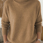 Women's Solid Color Casual Knit Turtleneck Pullover Sweater
