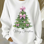 Women's Christmas Tree Art Print Casual Sweatshirt