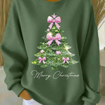 Women's Christmas Tree Art Print Casual Sweatshirt