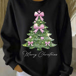 Women's Christmas Tree Art Print Casual Sweatshirt