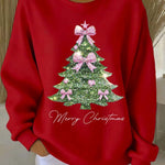 Women's Christmas Tree Art Print Casual Sweatshirt