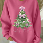 Women's Christmas Tree Art Print Casual Sweatshirt