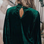Make Your Entrance Velvet Smocked Neck Lose Sleeve Top
