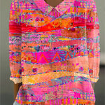 Women's Vintage  Art Print Casual Cotton And Linen 3/4 Sleeve Shirt