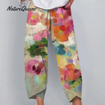 Women's  Floral Art Print Casual Cotton And Linen 3/4 Sleeve Shirt
