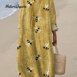 Women's Flying Bees Embroidery Pattern Casual Cotton Wide Leg Jumpsuit