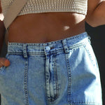 Washed denim multi-pocket non-stretch overalls