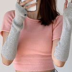 Casual Wool Knitting Keep Warm Solid Color Arm Warmers Accessories