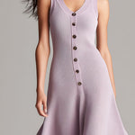 Quiet Luxury Lilac Ribbed Knit Flared Midi Dress