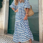 Puff Sleeve Tiered Midi Dress