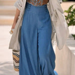Loose Wide Leg Solid Color Split-Joint Jean Pants Bottoms Trousers