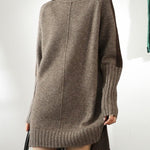 Loose Long Sleeves Contrast Color Half Turtleneck Sweater Dresses