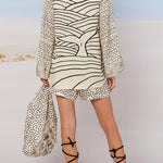 Margovil Collared V Neck Shirt and Side Slit Shorts Vitamin Sea Print Set