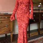Margovil Bell Long Sleeves Floral Print Maxi Dress