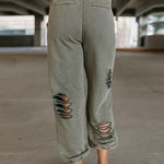 Heididress Tie Waist Ripped Cut Out Joggers with Pockets