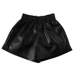 Margovil Elastic Waist Pocketed Faux Leather Shorts