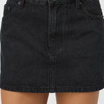 Margovil One Button Pocketed Denim Mini Skirt