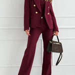 High Waist Straight Leg Tailored Suit Pants