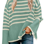 Margovil Turtleneck Side Split Striped Sweater