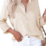 Margovil Solid Long Sleeves Button Up Satin Shirt